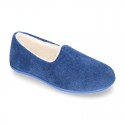 SQUARE design wool knit closed shape kids home shoes.