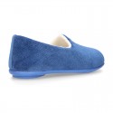 SQUARE design wool knit closed shape kids home shoes.