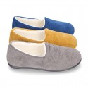 SQUARE design wool knit closed shape kids home shoes.