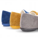 SQUARE design wool knit closed shape kids home shoes.