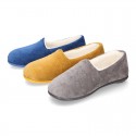 SQUARE design wool knit closed shape kids home shoes.