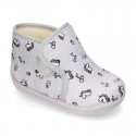 UNICORN print wool knit bootie home shoes with hook and loop strap.