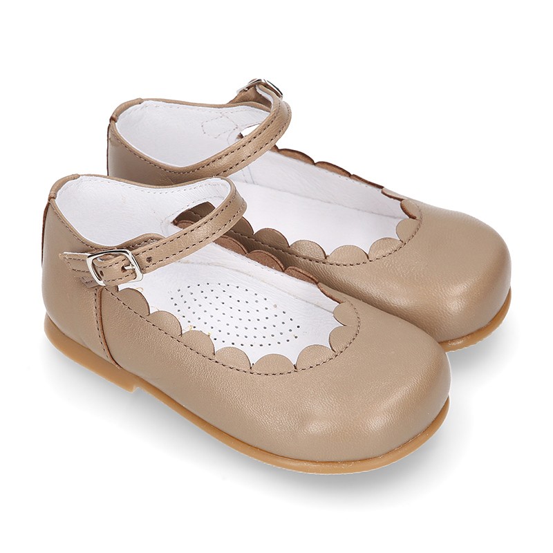 Waves design Girl SOFT NAPPA little Mary Jane shoes. M235 | OkaaSpain