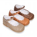 Waves design Girl SOFT NAPPA little Mary Jane shoes.