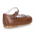 Waves design Girl SOFT NAPPA little Mary Jane shoes.