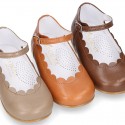 Waves design Girl SOFT NAPPA little Mary Jane shoes.