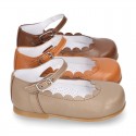 Waves design Girl SOFT NAPPA little Mary Jane shoes.