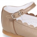 Waves design Girl SOFT NAPPA little Mary Jane shoes.