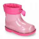 Bota de agua niñas BIMBI GLITTER con cuello ajustable.