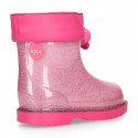 Little GLITTER Rain boots with adjustable neck for little kids.