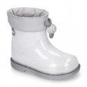 Little GLITTER Rain boots with adjustable neck for little kids.