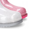 Bota de agua niñas BIMBI GLITTER con cuello ajustable.