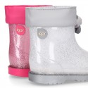 Bota de agua niñas BIMBI GLITTER con cuello ajustable.