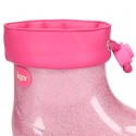 Little GLITTER Rain boots with adjustable neck for little kids.