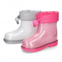 Little GLITTER Rain boots with adjustable neck for little kids.