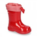 Nautical style rain boots for little kids.