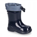 Nautical style rain boots for little kids.