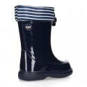 Nautical style rain boots for little kids.