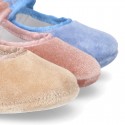 Velvet little Mary Janes for babies with hook and loop strap closure and button.