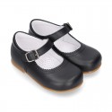 NAVY BLUE Halter little Mary Jane shoes with buckle fastening in nappa leather.