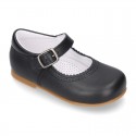 NAVY BLUE Halter little Mary Jane shoes with buckle fastening in nappa leather.