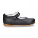 NAVY BLUE Halter little Mary Jane shoes with buckle fastening in nappa leather.