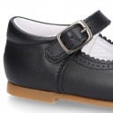 NAVY BLUE Halter little Mary Jane shoes with buckle fastening in nappa leather.