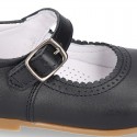 NAVY BLUE Halter little Mary Jane shoes with buckle fastening in nappa leather.