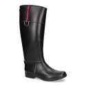 Knee high rain boot shoes ridding style with buckle detail in large sizes.