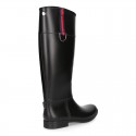 Knee high rain boot shoes ridding style with buckle detail in large sizes.