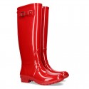 Knee high rain boots in plain colors with glossy finish, in large sizes.