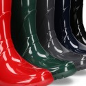 Knee high rain boots in plain colors with glossy finish, in large sizes.