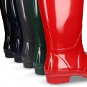 Knee high rain boots in plain colors with glossy finish, in large sizes.