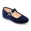 New Velvet canvas Mary Jane shoes with Japanese buckle fastening.