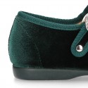 New Velvet canvas Mary Jane shoes with Japanese buckle fastening.