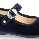 New Velvet canvas Mary Jane shoes with Japanese buckle fastening.