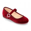 New VELVET canvas Mary Jane shoes with DIAMOND style buckle fastening.