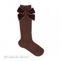 CHILDREN´S COTTON KNEE-HIGH SOCKS WITH VELVET SIDE BOW BY CONDOR.