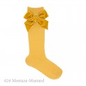 CHILDREN´S COTTON KNEE-HIGH SOCKS WITH VELVET SIDE BOW BY CONDOR.