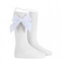 CHILDREN´S COTTON KNEE-HIGH SOCKS WITH VELVET SIDE BOW BY CONDOR.