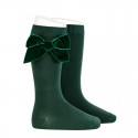 CHILDREN´S COTTON KNEE-HIGH SOCKS WITH VELVET SIDE BOW BY CONDOR.