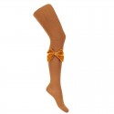 SIDE VELVET BOW COTTON TIGHTS BY CONDOR.