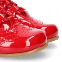 Classic English style shoes in RED patent leather.