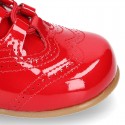 Classic English style shoes in RED patent leather.