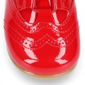 Classic English style shoes in RED patent leather.