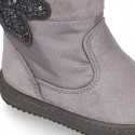 UNICORN design girl boot shoes in suede leather with Nylon.