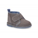 Suede leather kids Safari boots laceless and fake hair lining.