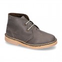 Classic kids Safari boots with faux fur lining in tanned nappa leather.