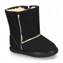 OKAA design Australian style Boot shoes in BLACK color with fake hair lining.