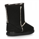 OKAA design Australian style Boot shoes in BLACK color with fake hair lining.